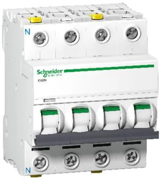 Schneider Electric Acti9 iC60N 3P-N 16A Dobbelt terminal C-karakteristik 6/10kA 230V Bredde 72mm