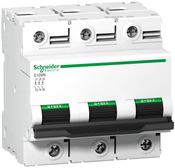 Schneider Electric Automatsikring C120N 3P 100A Mono terminal C-karakteristik 10kA 230/400V Bredde 81mm